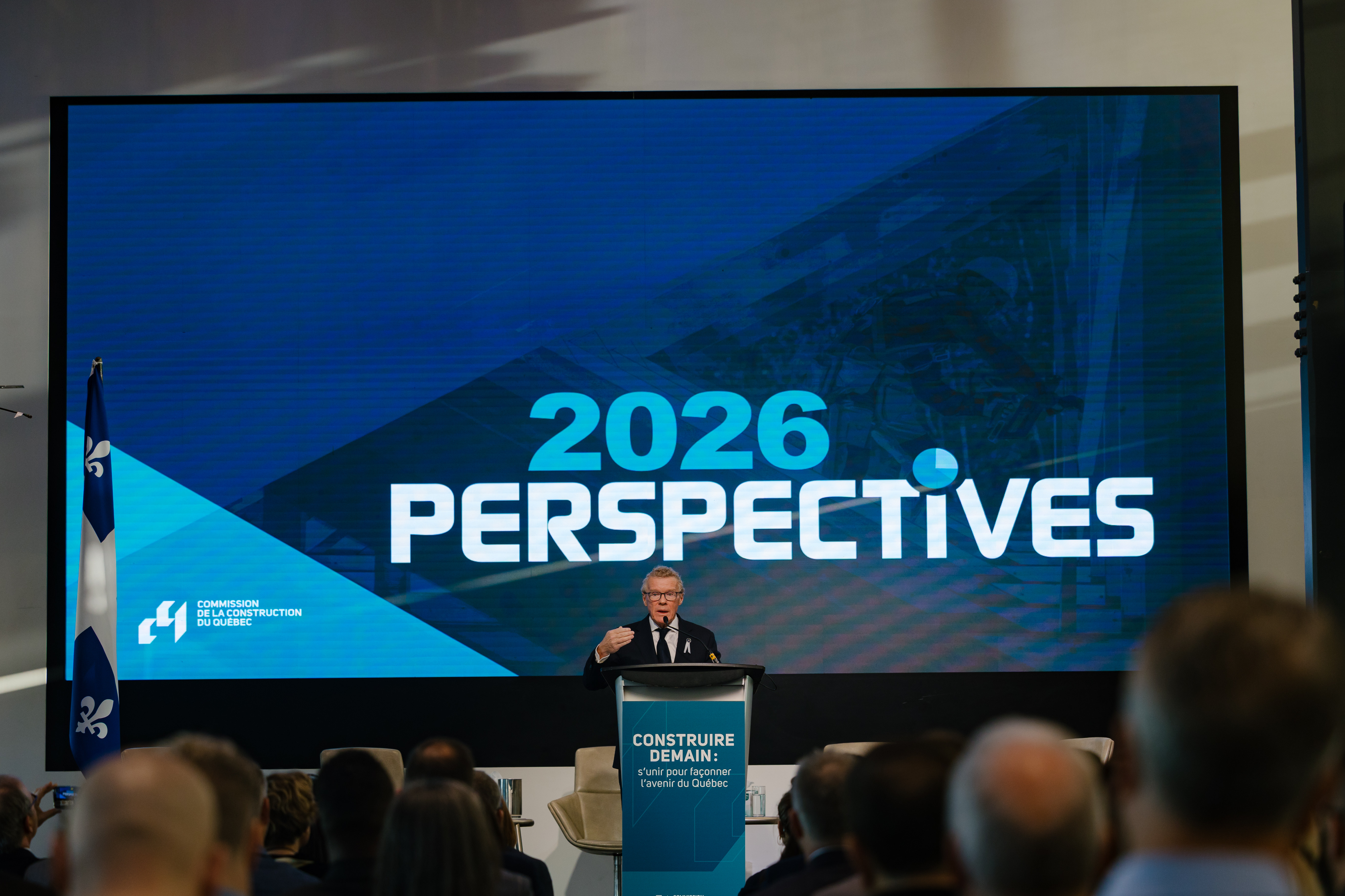 Photo prise lors de l'événement présentant les perspectives 2026 dans l'industrie de la construction